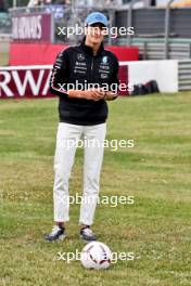 George Russell (GBR) Mercedes AMG F1 plays football. 04.07.2024. Formula 1 World Championship, Rd 12, British Grand Prix, Silverstone, England, Preparation Day.