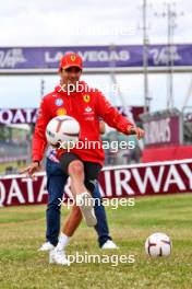 Carlos Sainz Jr (ESP) Ferrari plays football. 04.07.2024. Formula 1 World Championship, Rd 12, British Grand Prix, Silverstone, England, Preparation Day.