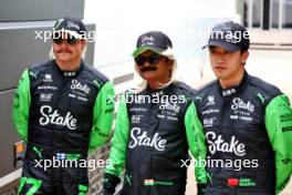 (L to R): Valtteri Bottas (FIN) Sauber with Just Sul (IND) Comedian and Zhou Guanyu (CHN) Sauber.  04.07.2024. Formula 1 World Championship, Rd 12, British Grand Prix, Silverstone, England, Preparation Day.