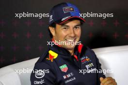 Sergio Perez (MEX) Red Bull Racing in the FIA Press Conference. 04.07.2024. Formula 1 World Championship, Rd 12, British Grand Prix, Silverstone, England, Preparation Day.