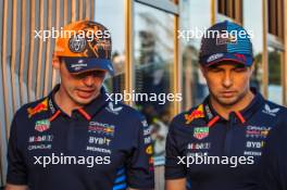 (L to R): Max Verstappen (NLD) Red Bull Racing and Sergio Perez (MEX) Red Bull Racing. 19.07.2024. Formula 1 World Championship, Rd 13, Hungarian Grand Prix, Budapest, Hungary, Practice Day.