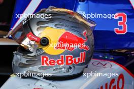 The helmet of Daniel Ricciardo (AUS) RB VCARB 01. 19.07.2024. Formula 1 World Championship, Rd 13, Hungarian Grand Prix, Budapest, Hungary, Practice Day.