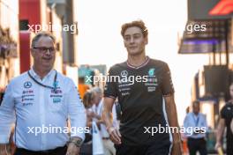 (L to R): Ron Meadows (GBR) Mercedes AMG F1 Sporting Director with George Russell (GBR) Mercedes AMG F1. 19.07.2024. Formula 1 World Championship, Rd 13, Hungarian Grand Prix, Budapest, Hungary, Practice Day.