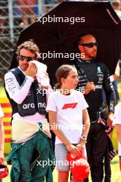 Fernando Alonso (ESP) Aston Martin F1 Team and Lewis Hamilton (GBR) Mercedes AMG F1 on the grid. 21.07.2024. Formula 1 World Championship, Rd 13, Hungarian Grand Prix, Budapest, Hungary, Race Day.