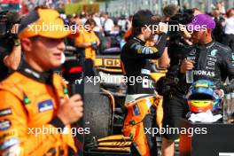 Race winner Oscar Piastri (AUS) McLaren in parc ferme with Lewis Hamilton (GBR) Mercedes AMG F1. 21.07.2024. Formula 1 World Championship, Rd 13, Hungarian Grand Prix, Budapest, Hungary, Race Day.