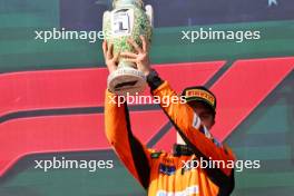 Race winner Oscar Piastri (AUS) McLaren celebrates on the podium. 21.07.2024. Formula 1 World Championship, Rd 13, Hungarian Grand Prix, Budapest, Hungary, Race Day.