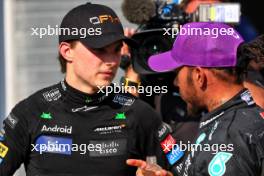 (L to R): Race winner Oscar Piastri (AUS) McLaren with third placed Lewis Hamilton (GBR) Mercedes AMG F1 in parc ferme. 21.07.2024. Formula 1 World Championship, Rd 13, Hungarian Grand Prix, Budapest, Hungary, Race Day.