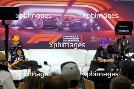 (L to R): Lando Norris (GBR) McLaren and Lewis Hamilton (GBR) Mercedes AMG F1 in the post race FIA Press Conference. 21.07.2024. Formula 1 World Championship, Rd 13, Hungarian Grand Prix, Budapest, Hungary, Race Day.