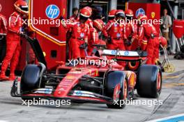Charles Leclerc (MON) Ferrari SF-24 makes a pit stop. 21.07.2024. Formula 1 World Championship, Rd 13, Hungarian Grand Prix, Budapest, Hungary, Race Day.