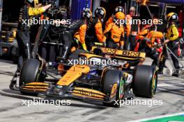 Lando Norris (GBR) McLaren MCL38 makes a pit stop. 21.07.2024. Formula 1 World Championship, Rd 13, Hungarian Grand Prix, Budapest, Hungary, Race Day.