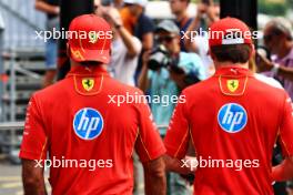 (L to R): Carlos Sainz Jr (ESP) Ferrari and team mate Charles Leclerc (MON) Ferrari. 20.07.2024. Formula 1 World Championship, Rd 13, Hungarian Grand Prix, Budapest, Hungary, Qualifying Day.