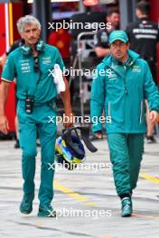 (L to R): Edoardo Bendinelli (ITA) Aston Martin F1 Team Personal Trainer with Fernando Alonso (ESP) Aston Martin F1 Team. 20.07.2024. Formula 1 World Championship, Rd 13, Hungarian Grand Prix, Budapest, Hungary, Qualifying Day.