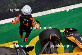 Pole sitter Lando Norris (GBR) McLaren MCL38 in qualifying parc ferme. 20.07.2024. Formula 1 World Championship, Rd 13, Hungarian Grand Prix, Budapest, Hungary, Qualifying Day.