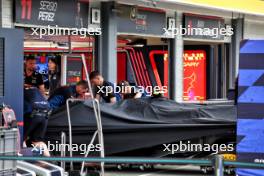 The damaged Red Bull Racing RB20 of Sergio Perez (MEX) is recovered back to the pits after he crashed in qualifying. 20.07.2024. Formula 1 World Championship, Rd 13, Hungarian Grand Prix, Budapest, Hungary, Qualifying Day.