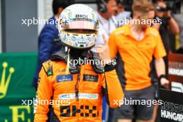Lando Norris (GBR) McLaren celebrates his pole position in qualifying parc ferme. 20.07.2024. Formula 1 World Championship, Rd 13, Hungarian Grand Prix, Budapest, Hungary, Qualifying Day.