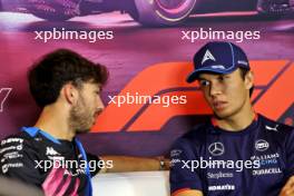 (L to R): Pierre Gasly (FRA) Alpine F1 Team and Alexander Albon (THA) Williams Racing in the FIA Press Conference. 18.07.2024. Formula 1 World Championship, Rd 13, Hungarian Grand Prix, Budapest, Hungary, Preparation Day.