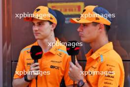 (L to R): Oscar Piastri (AUS) McLaren and team mate Lando Norris (GBR) McLaren. 18.07.2024. Formula 1 World Championship, Rd 13, Hungarian Grand Prix, Budapest, Hungary, Preparation Day.