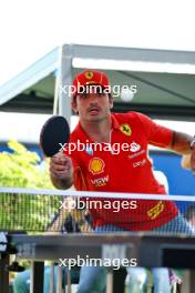 Carlos Sainz Jr (ESP) Ferrari plays table tennis in the paddock. 18.07.2024. Formula 1 World Championship, Rd 13, Hungarian Grand Prix, Budapest, Hungary, Preparation Day.