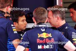 (L to R): Sergio Perez (MEX) Red Bull Racing and Christian Horner (GBR) Red Bull Racing Team Principal. 17.05.2024. Formula 1 World Championship, Rd 7, Emilia Romagna Grand Prix, Imola, Italy, Practice Day.