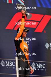 Lando Norris (GBR) McLaren celebrates his second position on the podium. 19.05.2024. Formula 1 World Championship, Rd 7, Emilia Romagna Grand Prix, Imola, Italy, Race Day.