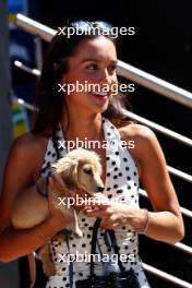  Alexandra Saint Mleux (ITA), girlfriend of Charles Leclerc (MON) Ferrari, and puppy dog Leo. 18.05.2024. Formula 1 World Championship, Rd 7, Emilia Romagna Grand Prix, Imola, Italy, Qualifying Day.