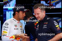 (L to R): Sergio Perez (MEX) Red Bull Racing with Christian Horner (GBR) Red Bull Racing Team Principal. 18.05.2024. Formula 1 World Championship, Rd 7, Emilia Romagna Grand Prix, Imola, Italy, Qualifying Day.