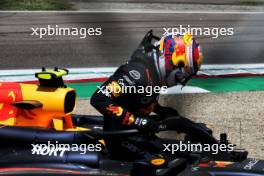 Sergio Perez (MEX) Red Bull Racing RB20 crashed in the third practice session.