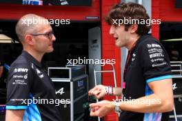 (L to R): David Sanchez (FRA) Alpine F1 Team Executive Technical Director with Jack Doohan (AUS) Alpine F1 Team Reserve Driver. 19.05.2024. Formula 1 World Championship, Rd 7, Emilia Romagna Grand Prix, Imola, Italy, Race Day.