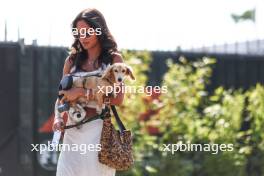 Alexandra Saint Mleux (ITA), girlfriend of Charles Leclerc (MON) Ferrari, and puppy dog Leo 30.08.2024. Formula 1 World Championship, Rd 16, Italian Grand Prix, Monza, Italy, Practice Day.