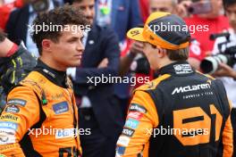 Lando Norris (GBR) McLaren MCL38 with Oscar Piastri (AUS) McLaren MCL38. 01.09.2024. Formula 1 World Championship, Rd 16, Italian Grand Prix, Monza, Italy, Race Day.