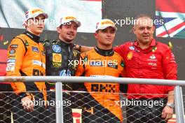 1st place Charles Leclerc (MON) Ferrari SF-24, 2nd place Oscar Piastri (AUS) McLaren MCL38, 3rd place Lando Norris (GBR) McLaren MCL38 and Diego Ioverno (ITA) Ferrari Sporting Director Ferrari. 01.09.2024. Formula 1 World Championship, Rd 16, Italian Grand Prix, Monza, Italy, Race Day.