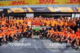 Lando Norris (GBR) McLaren and Oscar Piastri (AUS) McLaren celebrate a 2-3 finish with the team. 01.09.2024. Formula 1 World Championship, Rd 16, Italian Grand Prix, Monza, Italy, Race Day.