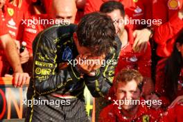 Race winner Charles Leclerc (MON) Ferrari celebrates with the team. 01.09.2024. Formula 1 World Championship, Rd 16, Italian Grand Prix, Monza, Italy, Race Day.