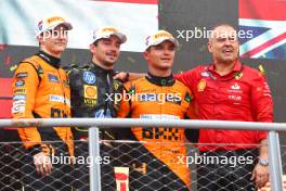 1st place Charles Leclerc (MON) Ferrari SF-24, 2nd place Oscar Piastri (AUS) McLaren MCL38, 3rd place Lando Norris (GBR) McLaren MCL38 and Diego Ioverno (ITA) Ferrari Sporting Director Ferrari. 01.09.2024. Formula 1 World Championship, Rd 16, Italian Grand Prix, Monza, Italy, Race Day.