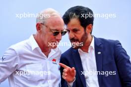 (L to R): Greg Maffei (USA) Liberty Media Corporation President and Chief Executive Officer with Mohammed Bin Sulayem (UAE) FIA President. 31.08.2024. Formula 1 World Championship, Rd 16, Italian Grand Prix, Monza, Italy, Qualifying Day.