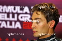 George Russell (GBR) Mercedes AMG F1 in the post qualifying FIA Press Conference. 31.08.2024. Formula 1 World Championship, Rd 16, Italian Grand Prix, Monza, Italy, Qualifying Day.