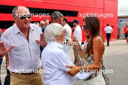 (L to R): Gerhard Berger (AUT); Bernie Ecclestone (GBR); and Silvia Domenicali (ITA). 31.08.2024. Formula 1 World Championship, Rd 16, Italian Grand Prix, Monza, Italy, Qualifying Day.