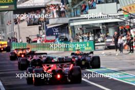 Max Verstappen (NLD) Red Bull Racing RB20 lgp with Carlos Sainz Jr (ESP) Ferrari SF-24 and Charles Leclerc (MON) Ferrari SF-24. 31.08.2024. Formula 1 World Championship, Rd 16, Italian Grand Prix, Monza, Italy, Qualifying Day.