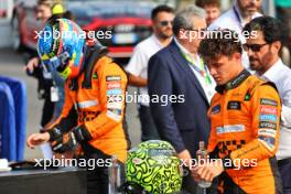 Pole sitter Lando Norris (GBR) McLaren in qualifying parc ferme with second placed team mate Oscar Piastri (AUS) McLaren. 31.08.2024. Formula 1 World Championship, Rd 16, Italian Grand Prix, Monza, Italy, Qualifying Day.