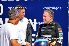 Zak Brown (USA) McLaren Executive Director after driving the McLaren MP2/27A with Juan Pablo Montoya (COL) (Left). 01.09.2024. Formula 1 World Championship, Rd 16, Italian Grand Prix, Monza, Italy, Race Day.