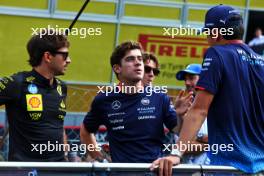 (L to R): Charles Leclerc (MON) Ferrari; Franco Colapinto (ARG) Williams Racing; and Alexander Albon (THA) Williams Racing, on the drivers' parade. 01.09.2024. Formula 1 World Championship, Rd 16, Italian Grand Prix, Monza, Italy, Race Day.