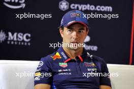 Sergio Perez (MEX) Red Bull Racing in the FIA Press Conference. 29.08.2024. Formula 1 World Championship, Rd 16, Italian Grand Prix, Monza, Italy, Preparation Day.