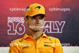 Lando Norris (GBR) McLaren in the FIA Press Conference. 29.08.2024. Formula 1 World Championship, Rd 16, Italian Grand Prix, Monza, Italy, Preparation Day.