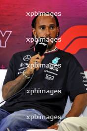 Lewis Hamilton (GBR) Mercedes AMG F1 in the FIA Press Conference. 29.08.2024. Formula 1 World Championship, Rd 16, Italian Grand Prix, Monza, Italy, Preparation Day.