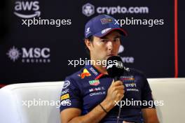 Sergio Perez (MEX) Red Bull Racing in the FIA Press Conference. 29.08.2024. Formula 1 World Championship, Rd 16, Italian Grand Prix, Monza, Italy, Preparation Day.