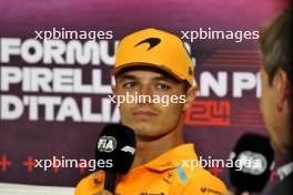 Lando Norris (GBR) McLaren in the FIA Press Conference. 29.08.2024. Formula 1 World Championship, Rd 16, Italian Grand Prix, Monza, Italy, Preparation Day.