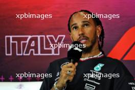 Lewis Hamilton (GBR) Mercedes AMG F1 in the FIA Press Conference. 29.08.2024. Formula 1 World Championship, Rd 16, Italian Grand Prix, Monza, Italy, Preparation Day.