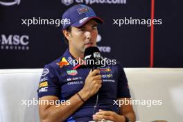 Sergio Perez (MEX) Red Bull Racing in the FIA Press Conference. 29.08.2024. Formula 1 World Championship, Rd 16, Italian Grand Prix, Monza, Italy, Preparation Day.