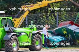 The Aston Martin FIA Safety Car is extracated from the tyre barrier after it crashed at the Parabolica. 29.08.2024. Formula 1 World Championship, Rd 16, Italian Grand Prix, Monza, Italy, Preparation Day.