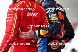 Race winner Max Verstappen (NLD) Red Bull Racing and third placed Carlos Sainz Jr (ESP) Ferrari on the podium. 07.04.2024. Formula 1 World Championship, Rd 4, Japanese Grand Prix, Suzuka, Japan, Race Day.